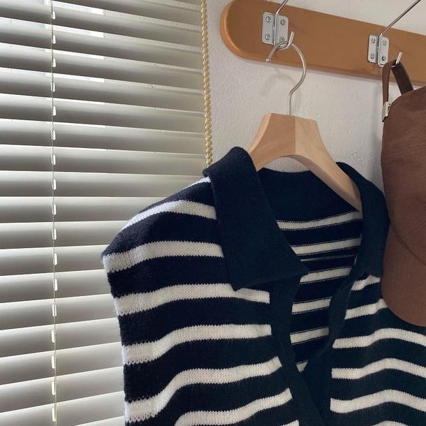 POLOボーダーニットベスト 4712-画像9-韓国ファッション通販POPREA［ポップリア］