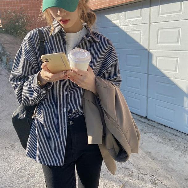 カジュアルストライプシャツ 5150-画像9-韓国ファッション通販POPREA［ポップリア］