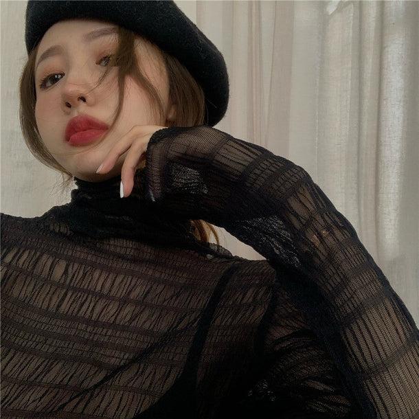 タートルネックシースルートップス 5100-画像9-韓国ファッション通販POPREA［ポップリア］