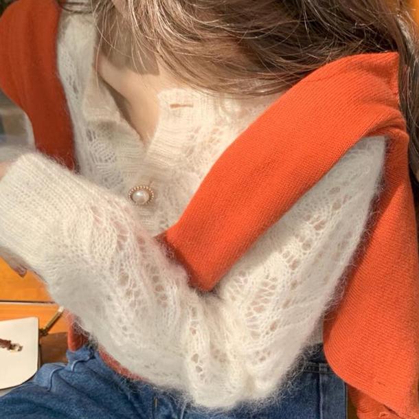 モヘアニットショートカーディガン 4715-画像1-韓国ファッション通販POPREA［ポップリア］