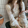 Vネックシフォンレースブラウス﻿ 5146-画像1-韓国ファッション通販POPREA［ポップリア］
