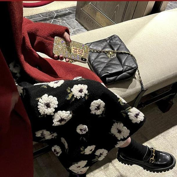 フラワーボアロングスカート 4838 - 韓国ファッション通販サイトPOPREA