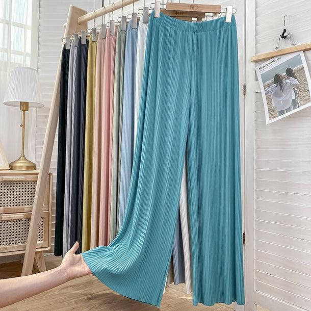 シルクタッチカラーリブパンツ 5225-画像1-韓国ファッション通販POPREA［ポップリア］