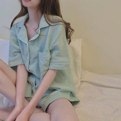 コットンリネンサマーパジャマ 5170-画像1-韓国ファッション通販POPREA［ポップリア］