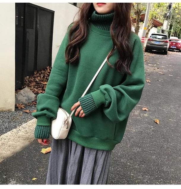 ステッチハイカラーレイヤードスウエット 4762-画像1-韓国ファッション通販POPREA［ポップリア］