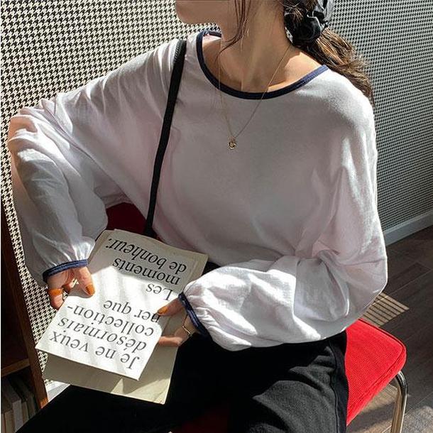 モノトーンカラー長袖トップス 4697-画像1-韓国ファッション通販POPREA［ポップリア］