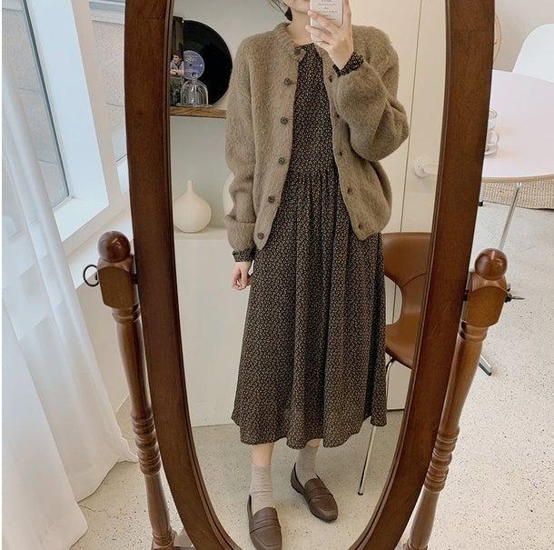 ウールタッチカーディガンワンピースセット 4938-画像1-韓国ファッション通販POPREA［ポップリア］