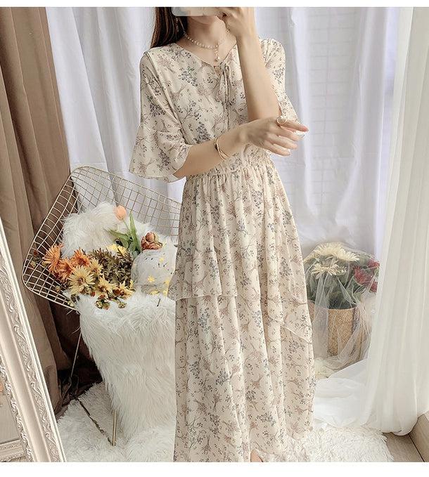 ナチュラルフローラルワンピース 5155-画像1-韓国ファッション通販POPREA［ポップリア］