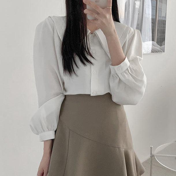 ダブルハンサムカットカラーブラウス 5113-画像1-韓国ファッション通販POPREA［ポップリア］