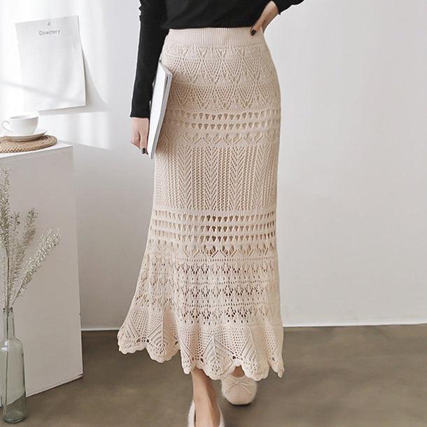 カジュアルクロシェスカート 5128-画像1-韓国ファッション通販POPREA［ポップリア］