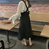 ドットブラウス＆クロスバックストラップスカート 4719-画像1-韓国ファッション通販POPREA［ポップリア］