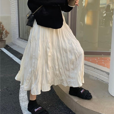 変形ランダムプリーツロングスカート 4969