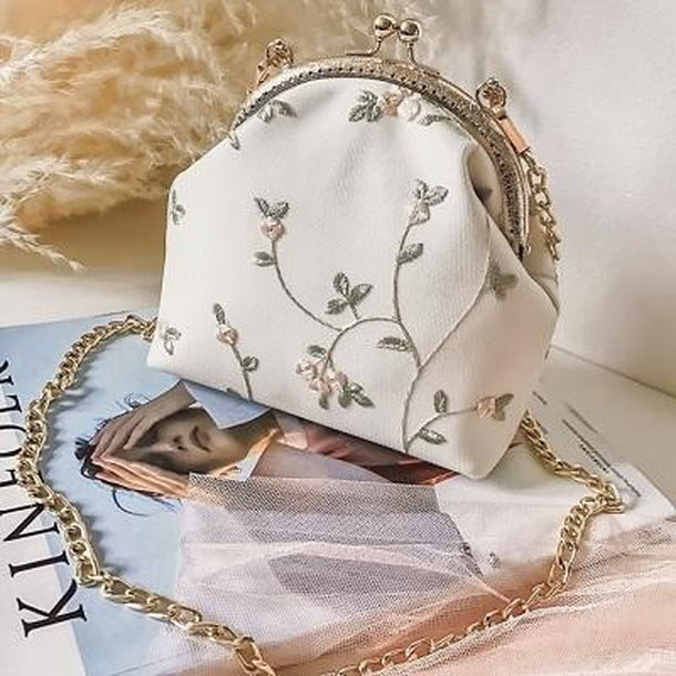 ヴィンテージレースフラワーがま口バッグ 1533の商品画像_1