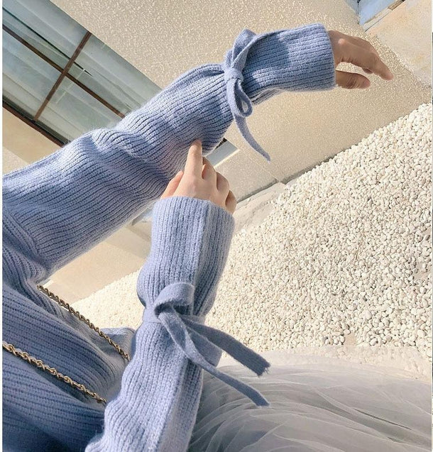 リボンニット＆シフォンロングスカート 1008の商品画像_8