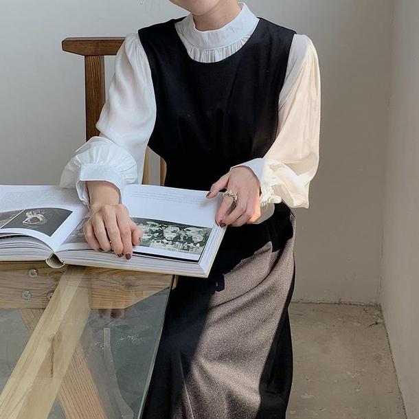 アンティークパフスリーブブラウス 2725-お取り寄せ2725-画像1-韓国ファッション通販POPREA［ポップリア］