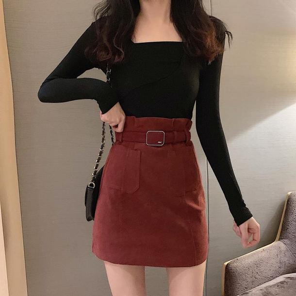 スエードライクミニスカート 2854-画像3-韓国ファッション通販POPREA［ポップリア］