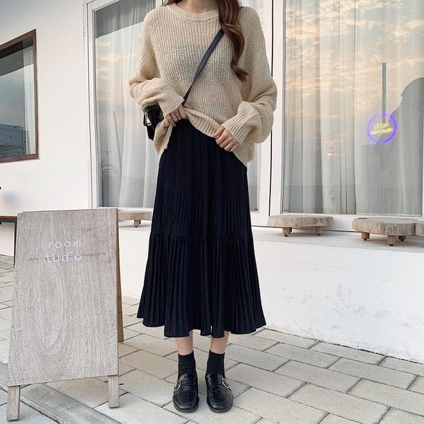 ベルベットプリーツスカート 3123-画像4-韓国ファッション通販POPREA［ポップリア］