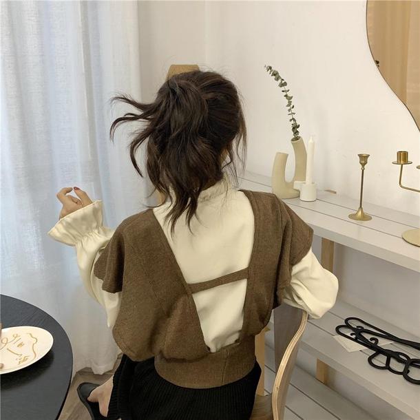 ドールカラーシャツ＆ニットビスチェ 2849-画像5-韓国ファッション通販POPREA［ポップリア］