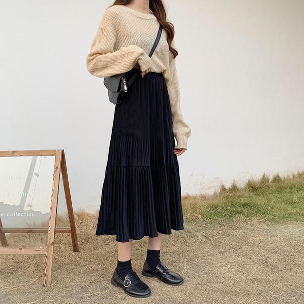 ベルベットプリーツスカート 3123-画像6-韓国ファッション通販POPREA［ポップリア］