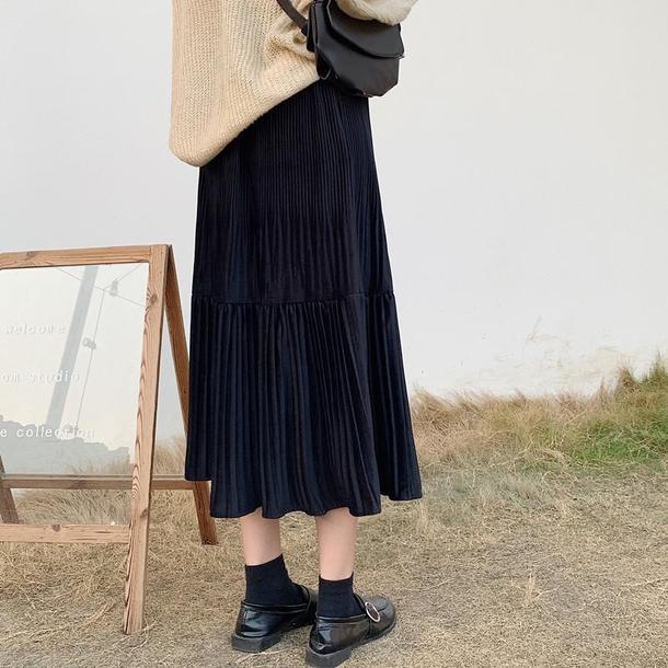 ベルベットプリーツスカート 3123-画像7-韓国ファッション通販POPREA［ポップリア］