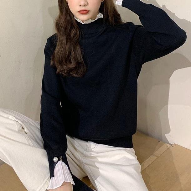 フリルハイネックニット 2773-画像3-韓国ファッション通販POPREA［ポップリア］