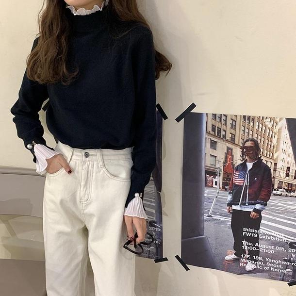 フリルハイネックニット 2773-画像4-韓国ファッション通販POPREA［ポップリア］