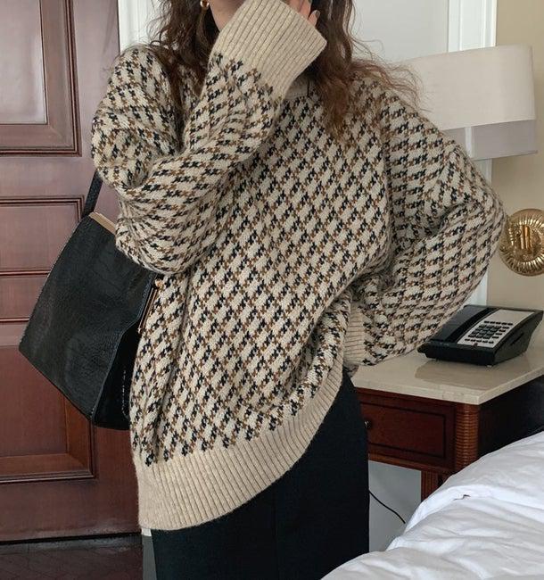 ハーフネックニットプルオーバー 4977-お取り寄せ4977-画像2-韓国ファッション通販POPREA［ポップリア］