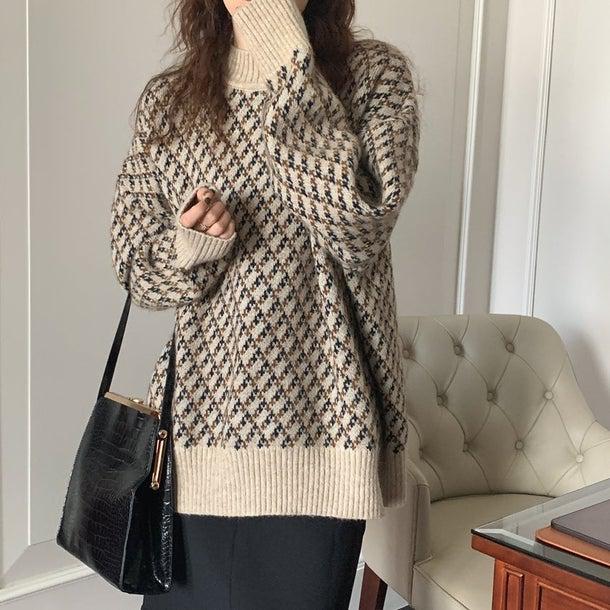 ハーフネックニットプルオーバー 4977-お取り寄せ4977-画像3-韓国ファッション通販POPREA［ポップリア］