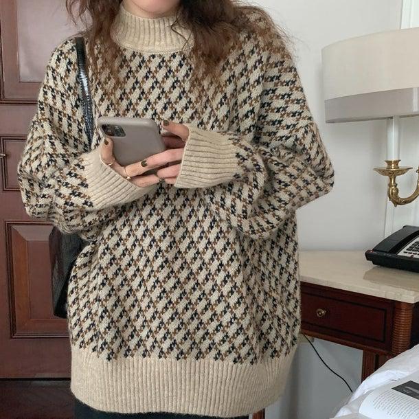 ハーフネックニットプルオーバー 4977-お取り寄せ4977-画像1-韓国ファッション通販POPREA［ポップリア］