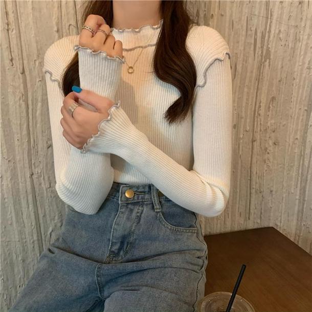 ハーフハイネックフリルニット 4141-画像10-韓国ファッション通販POPREA［ポップリア］