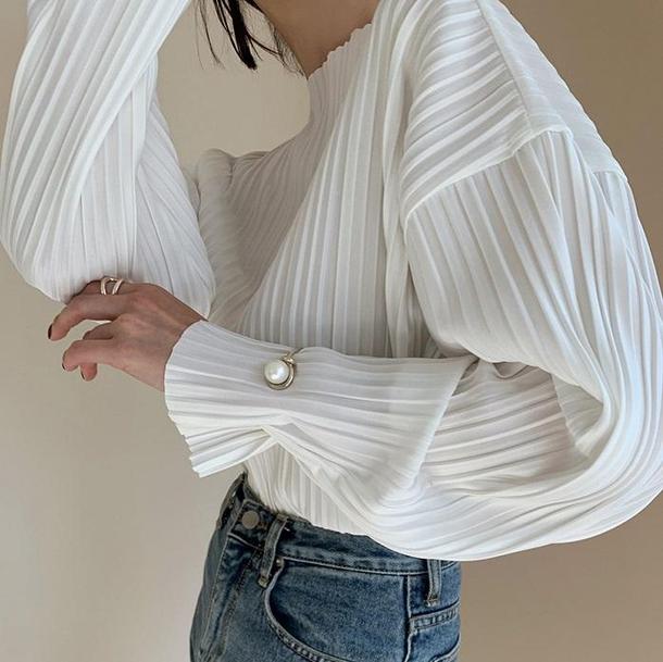 シックプリーツブラウス 4081-画像10-韓国ファッション通販POPREA［ポップリア］