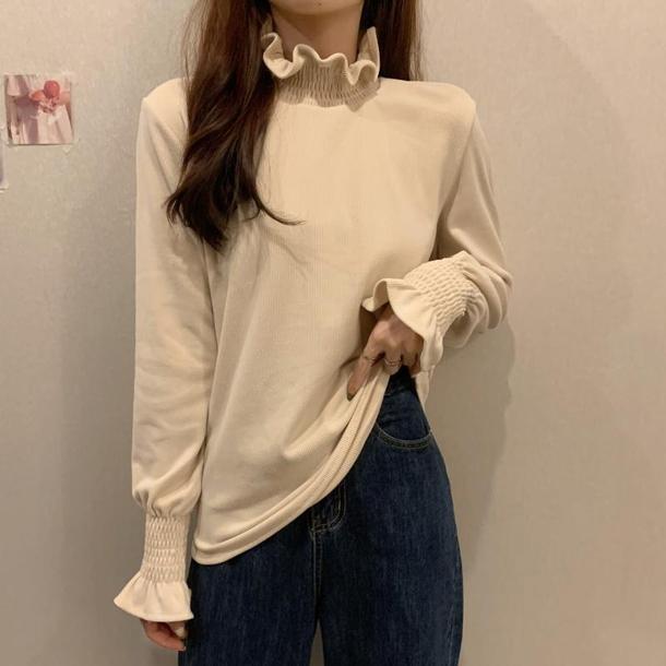 フリルフレアスリーブシャツ 4221-画像10-韓国ファッション通販POPREA［ポップリア］