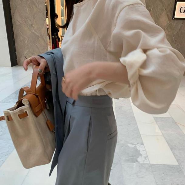 ラウンドネックランタンスリーブトップス 4444-画像10-韓国ファッション通販POPREA［ポップリア］