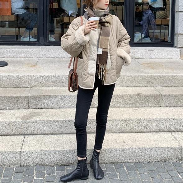 リバーシブルキルティングボアジャケット 3996-画像10-韓国ファッション通販POPREA［ポップリア］