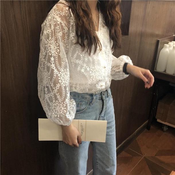 Vネックフワラーシアーシャツ 3451-画像10-韓国ファッション通販POPREA［ポップリア］