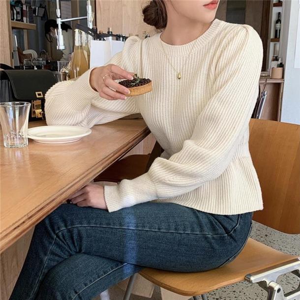 ペプラムシルエットニット4271-画像10-韓国ファッション通販POPREA［ポップリア］