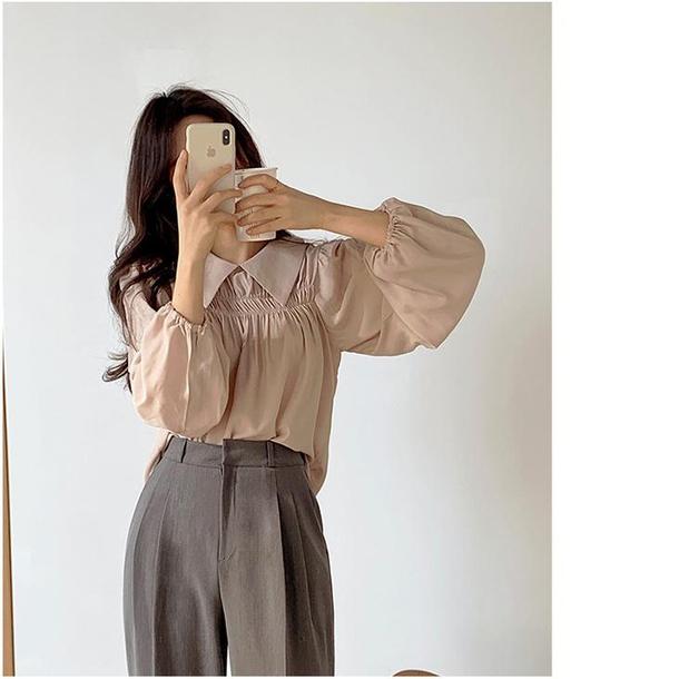 シフォン長袖プリーツシャツ 4395-画像10-韓国ファッション通販POPREA［ポップリア］