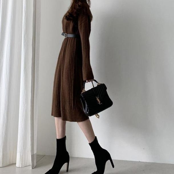 Vネックストレートニットワンピ 4166-画像10-韓国ファッション通販POPREA［ポップリア］