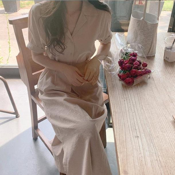 オープンカラーワンピース 4535-画像10-韓国ファッション通販POPREA［ポップリア］