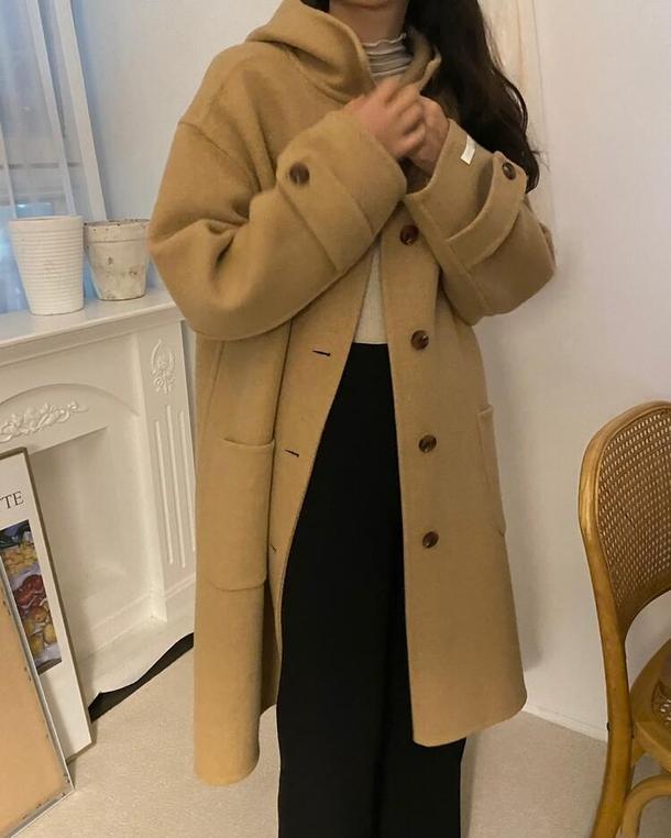 フーディウールロングコート 4068-画像10-韓国ファッション通販POPREA［ポップリア］