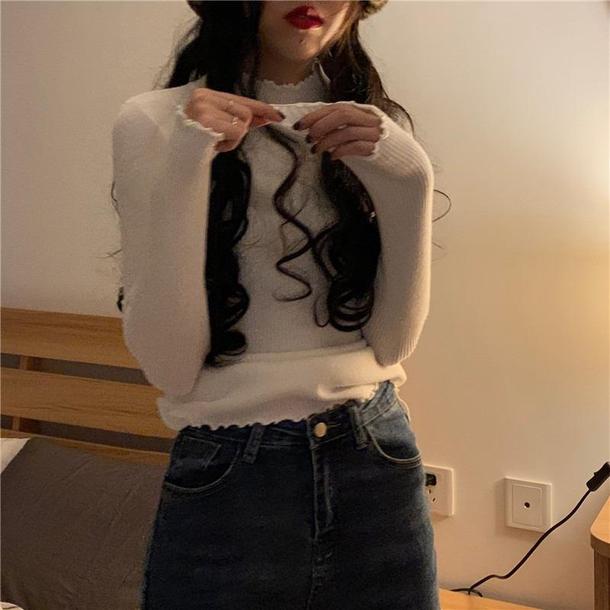 ハーフハイカラーメロウリブトップス 4259-画像10-韓国ファッション通販POPREA［ポップリア］