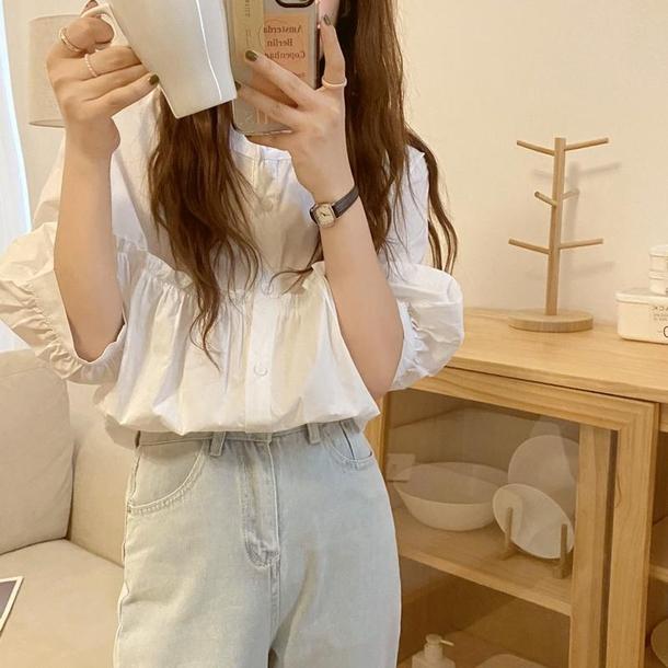 スモールレースステッチブラウス 4589-画像10-韓国ファッション通販POPREA［ポップリア］