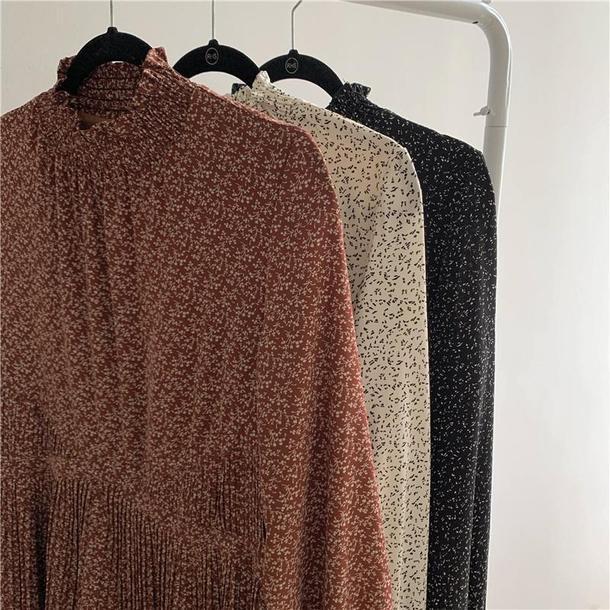 レトロシフォン細プリーツワンピース 3247-画像10-韓国ファッション通販POPREA［ポップリア］