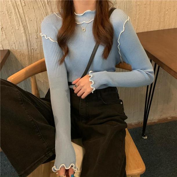 ハーフハイネックフリルニット 4141-画像11-韓国ファッション通販POPREA［ポップリア］