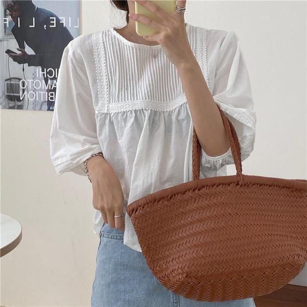 ラウンドネックプリーツブラウス 4534-画像11-韓国ファッション通販POPREA［ポップリア］