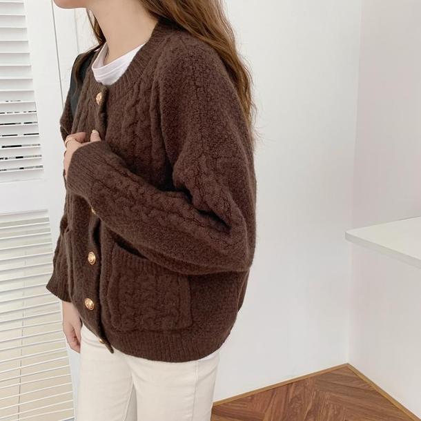 ニットラウンドネックカーディガン 4055-画像11-韓国ファッション通販POPREA［ポップリア］