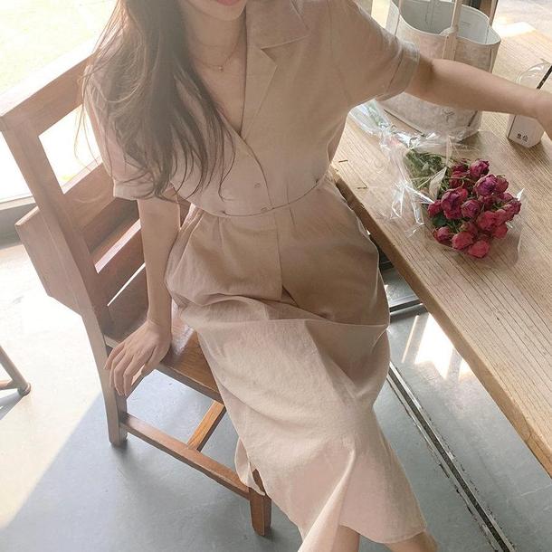 オープンカラーワンピース 4535-画像11-韓国ファッション通販POPREA［ポップリア］