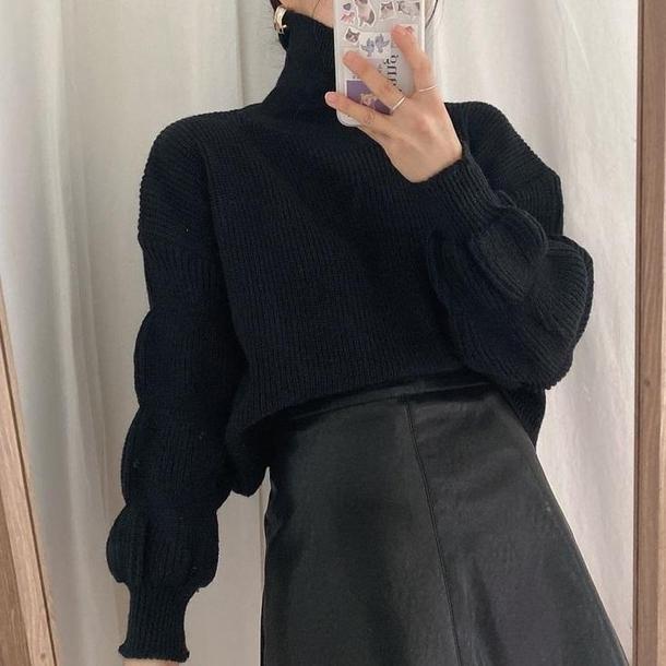 バブルスリーブショートニット 4115-画像11-韓国ファッション通販POPREA［ポップリア］