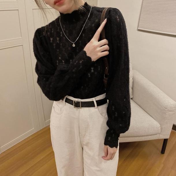 ハイカラーレーストップス 4112-画像11-韓国ファッション通販POPREA［ポップリア］