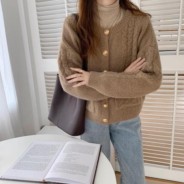 ニットラウンドネックカーディガン 4055-画像12-韓国ファッション通販POPREA［ポップリア］